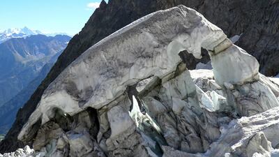 Planpincieux Glacier, which lies under a massif of Mont Blanc. AP Photo