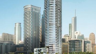 The 52-storey Stella Maris Tower, located in the Dubai marina, will include retail, F&B, gym, pool and other amenities. Overlooking the marina, Arabian Gulf and Dubai Eye project the development will have 279 residential units encompassing 1, 2, 3 and 4 bedroom apartments as well as townhouses and penthouses. Rendering courtesy Bloom Properties