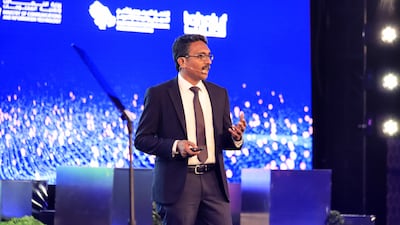 Hyther Nizam, president for the Middle East and Africa at Zoho, at the Leap technology exhibition in Riyadh on Wednesday. Photo: Zoho