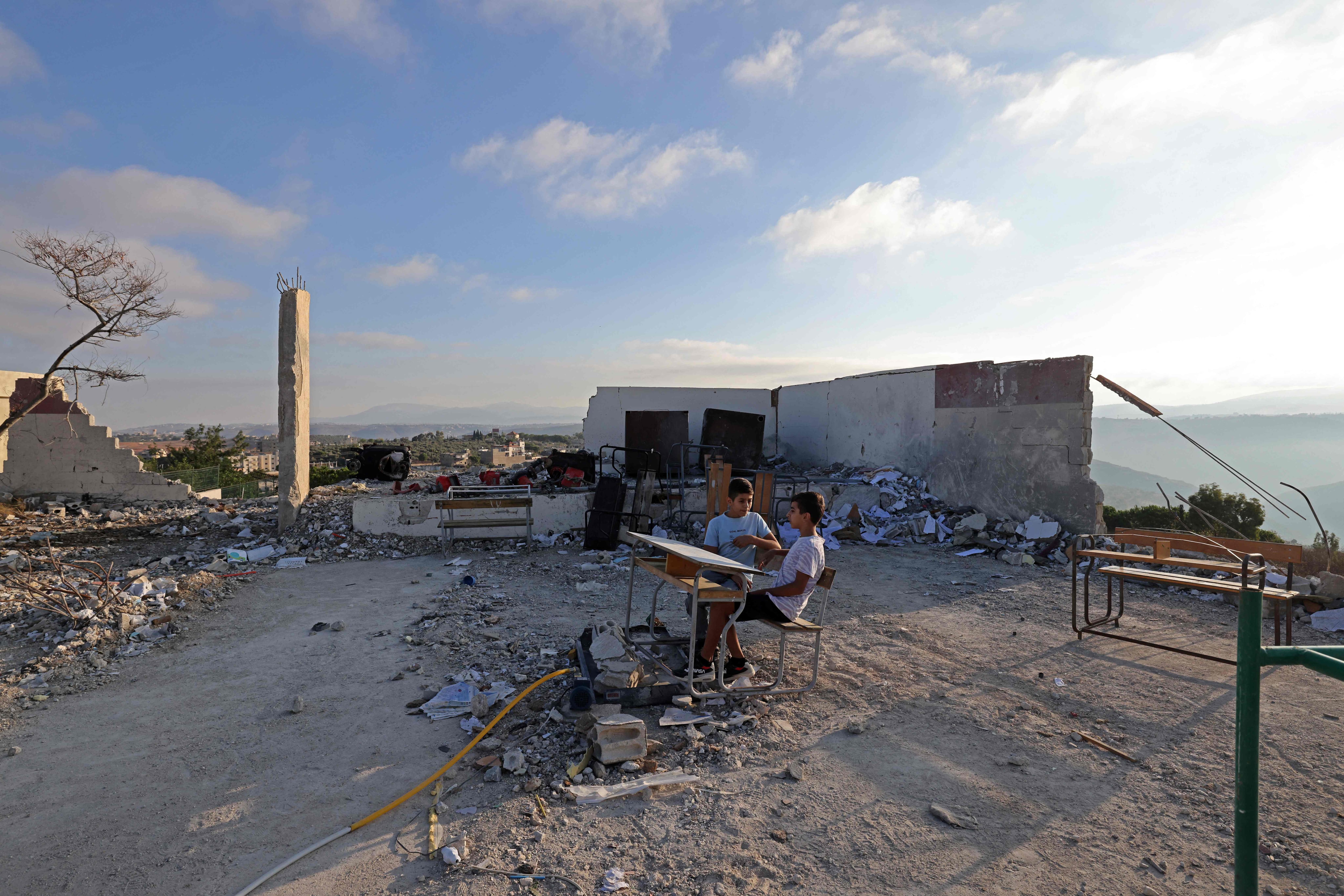 A school in southern Lebanon damaged by Israeli strikes. AFP