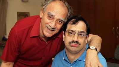 Arun Shourie with his son Aditya, 35, who has cerebral palsy, a condition that disrupts the 'wiring' between the brain and the rest of the body.