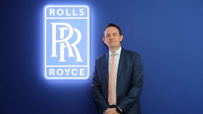 Ewen Mcdonald, chief customer officer of civil aerospace at Rolls-Royce at the 2023 Dubai Air. Pawan Singh / The National