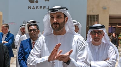 Abdulla bin Touq, Minister of Economy, at the launch of the Naseej installation at Yas Mall in Abu Dhabi. Victor Besa / The National