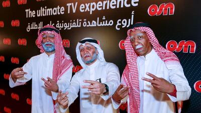 Shabab Sheb Band members on the OSN red carpet event at Dubai’s Jumeirah Zabeel Saray Hotel