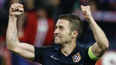 Atletico Madrid captain Gabi celebrates at the end of the win over Barcelona. Reuters / Juan Medina