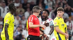 Real Madrid's Vinicius Junior after being sent off against Villarreal. Getty Images