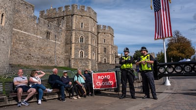 Police officers outside Windsor Castle ahead of the state visit of President Donald Trump. Carl Court / Getty Images