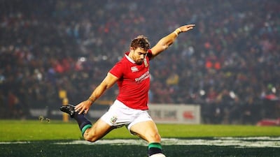 Leigh Halfpenny of the Lions kicks a penalty during the match between the New Zealand Maori and the British & Irish Lions at Rotorua International Stadium on June 17, 2017. Getty Images