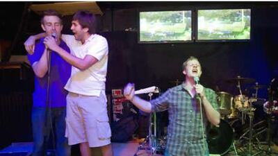 Guy Potter, Jimmy Norfolk and Tom Watterson perform at the the Regent Palace Hotel in Dubai.