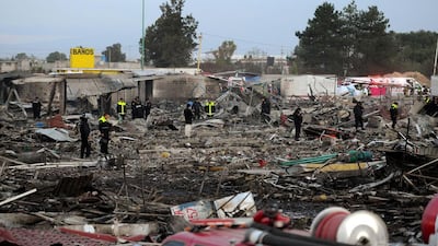 The vast majority of the market’s stalls were completely destroyed by the explosions. EPA