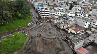 The La Gasca neighborhood, northern Quito, Ecuador, is pictured on February 1, after floods hit. AFP