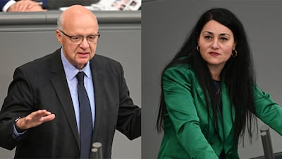 German MPs Alexander Radwan, left, and Lamya Kaddor, right. AFP
