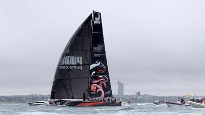 Team Puma arrive in Auckland to finish second in Leg 4 of the Volvo Ocean Race.