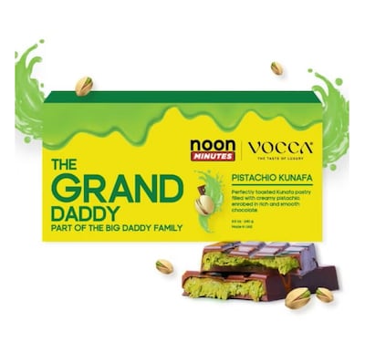 Noon's Grand Daddy pistachio kunafa bar is made in collaboration with Vocca. Photo: Noon
