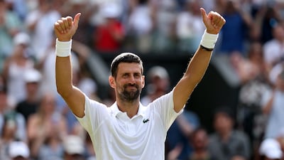 Novak Djokov acknowledges the crowd following his victory over Roman Safiullin at the All England Club. Getty Images