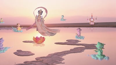 Mariko Mori's 'Pure Land', (1996-98), a colour photograph laminated between two glass plates. Courtesy Guggenheim Abu Dhabi