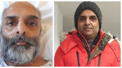 Sohail Anjum, a former Dubai resident now in the UK, picked up Covid-19 in March 2020, left, and is still struggling with cardiovascular problems almost three years on, right. Photo: Sohail Anjum