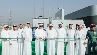 Officials open Enoc's first green hydrogen station at the Service Station of the Future in Expo City Dubai. Photo: Enoc