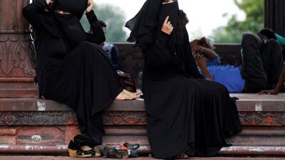 Indian Muslim women inside Jama Masjid mosque in New Delhi in 2017, the year India's Supreme Court declared the triple talaq practice that allows men to instantly divorce their wives as unconstitutional. AP