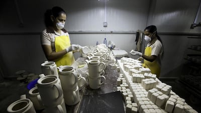 RAK Ceramics’ porcelain section at its production line in Ras Al Khaimah. The manufacturer is looking to expand capacity in Bangladesh and India. Jaime Puebla / The National