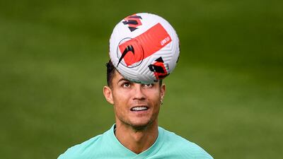 Portugal's Cristiano Ronaldo at training. AFP