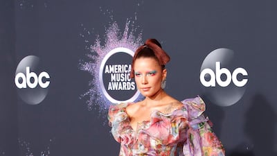 Halsey arrives at the American Music Awards on Sunday, November 24, 2019, at the Microsoft Theatre in Los Angeles. EPA