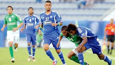 Al Nasr, in blue, managed to overtake their last night rivals, Al Shabab, and move into the third spot on the Pro League table.
