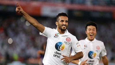 Ali Mabkhout scored 23 goals in the Arabian Gulf League last season, a record for an Emirati in the professional era. Pawan Singh / The National