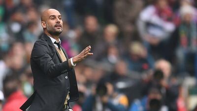 Bayern Munich manager Pep Guardiola shown during his side's Bundesliga win over Werder Bremen last Saturday. Carmen Jaspersen / EPA / October 17, 2015