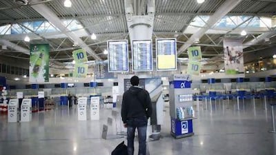 The departure hall of Athens' International airport during a 24 hour-general strike yesterday. Angelos Tzortzinis / TOPSHOTS / AFP PHOTO