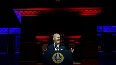 The US president said equality and democracy were 'under assault'. AP