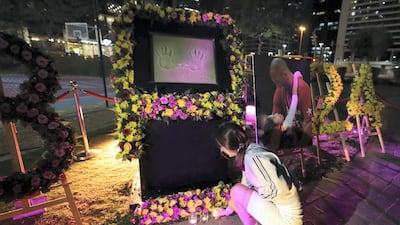 A tribute to remember the life of basketball legend Kobe Bryant and to light a candle in his memory at JLT basketball court - a place he inaugurated to inspire and share his love of the game. Chris Whiteoak / The National