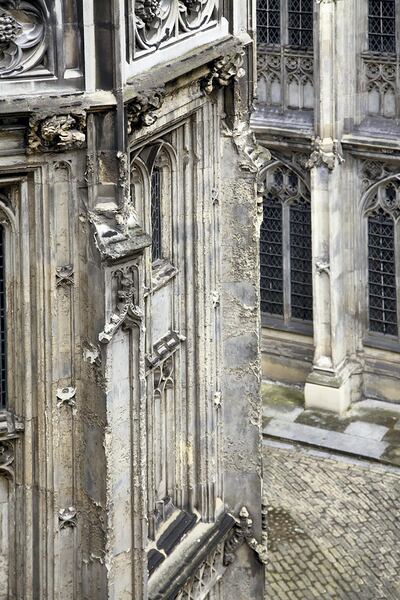 The exterior stonework in Cloister Court at the Palace of Westminster has become dilapidated. AFP PHOTO / UK PARLIAMENT / HO