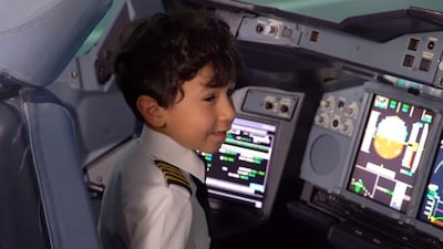 Adam Mohammad Amer in the A380 simulator. Courtesy Etihad