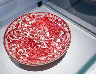 Dish with two griffins, William De Morgan, England, London, about 1890-1900. Victor Besa / The National