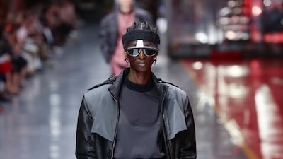 A model walks the runway at the fashion debut of the first co-ed Ferrari collection at Ferrari Factory on June 13, 2021 in Maranello, Italy. Getty Images