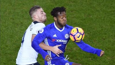 Michy Batshuayi came off the bench during Chelsea's 2-0 defeat to Tottenham Hotspur but is yet to start a Premier League game. Mike Hewitt / Getty Images