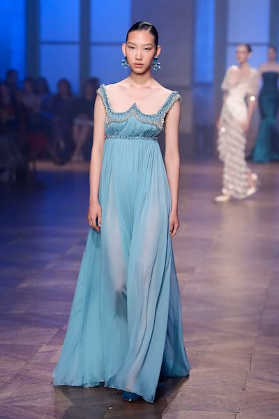 Another neckline seen in the Georges Hobeika collection. Getty Images