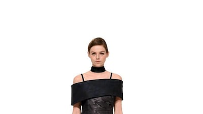 A choker worn by a model on the Fashion Forward runway in Dubai for the UAE-based label Bedouin. Getty Images / Fashion Forward