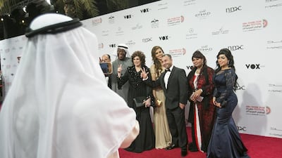 The opening-night red carpet at the Abu Dhabi Film Festival. (Mona Al-Marzooqi/ The National)