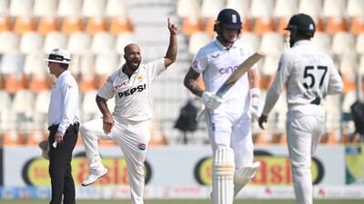 Pakistan spinner Sajid Khan after taking his fifth wicket. Getty Images