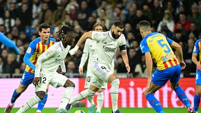 Real Madrid's French midfielder Eduardo Camavinga controls the ball. AFP