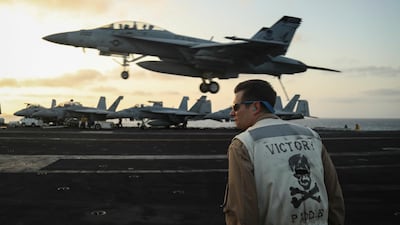 The Abraham Lincoln Carrier Strike Group (CSG) 12 is deployed in the region amid heightened tensions between the US and Iran, with both saying they don't seek war. US Navy via EPA