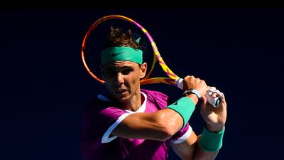Rafael Nadal of Spain returns to Marcos Giron of the United States. EPA