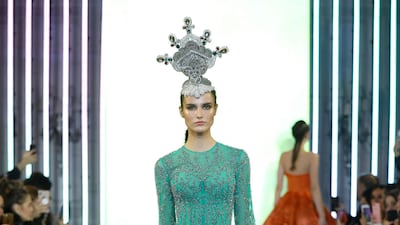 The headresses were custom-created for Rami Kadi by Atelier Bruna Abreu