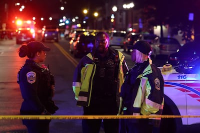 Police at the scene of the shooting in Washington. Reuters