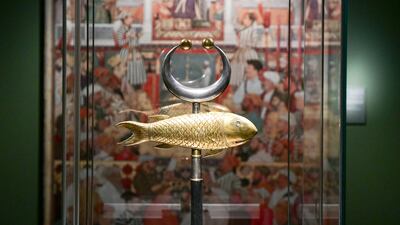 Fish Standard on display at the Ziena Splendor of the Indian Courts exhibition at Sharjah Museum of Islamic Civilization, Sharjah. The exhibition is accessible online. Khushnum Bhandari / The National