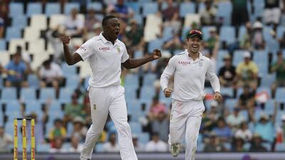 South Africa’s bowler Kagiso Rabada, left, is one of few black players in the Proteas team. Themba Hadebe / AP Photo
