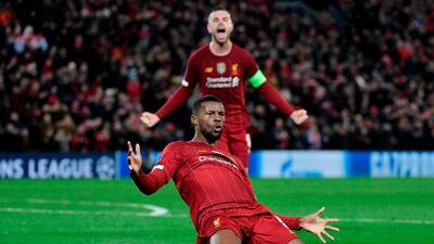 1. Liverpool - 4207 points. Midfielder Georginio Wijnaldum celebrates. AFP