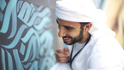 For his latest selection of works, calligraphy artist Diaa Allam drew inspiration from Sheikh Mohammed bin Rashid‘s poem titled The Immortal Language. Courtesy Galleria Mall